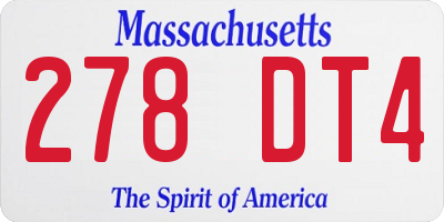 MA license plate 278DT4