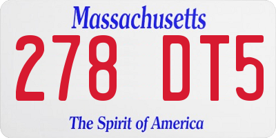 MA license plate 278DT5