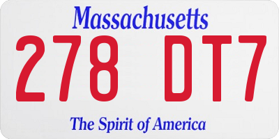 MA license plate 278DT7