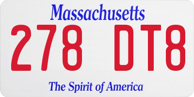 MA license plate 278DT8