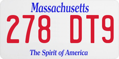 MA license plate 278DT9