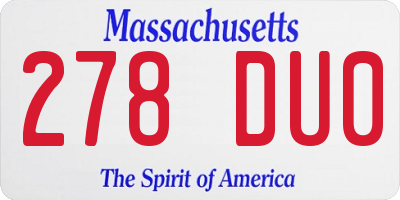 MA license plate 278DU0