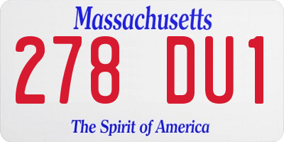 MA license plate 278DU1