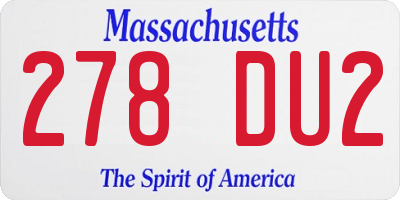 MA license plate 278DU2