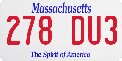 MA license plate 278DU3