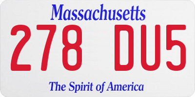 MA license plate 278DU5