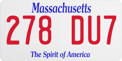 MA license plate 278DU7
