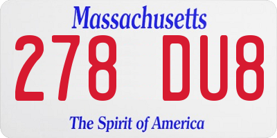 MA license plate 278DU8