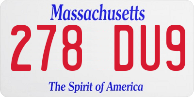 MA license plate 278DU9