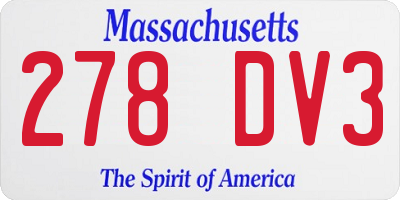 MA license plate 278DV3