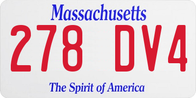 MA license plate 278DV4