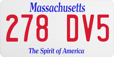 MA license plate 278DV5