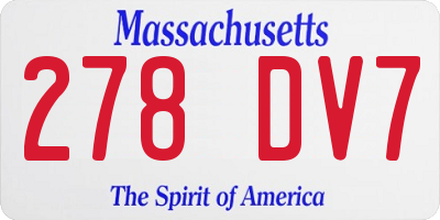 MA license plate 278DV7