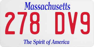 MA license plate 278DV9