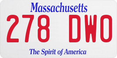 MA license plate 278DW0
