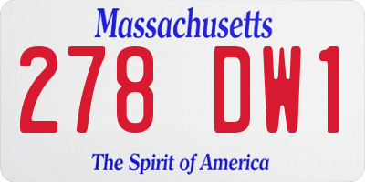 MA license plate 278DW1