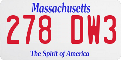 MA license plate 278DW3