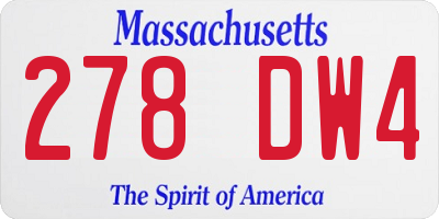 MA license plate 278DW4