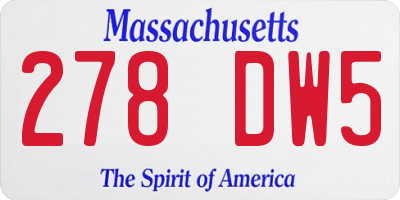 MA license plate 278DW5