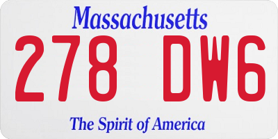 MA license plate 278DW6