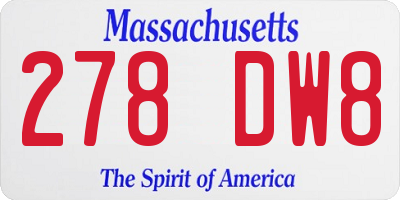 MA license plate 278DW8