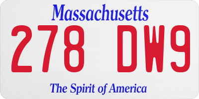 MA license plate 278DW9