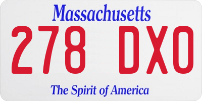 MA license plate 278DX0