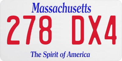 MA license plate 278DX4