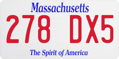 MA license plate 278DX5
