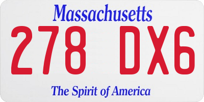 MA license plate 278DX6