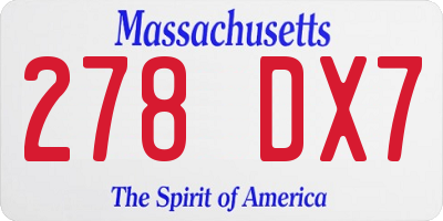 MA license plate 278DX7