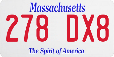 MA license plate 278DX8