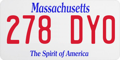 MA license plate 278DY0