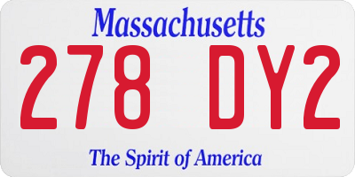 MA license plate 278DY2