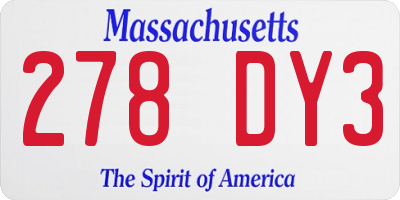 MA license plate 278DY3