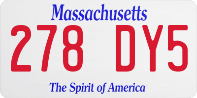 MA license plate 278DY5