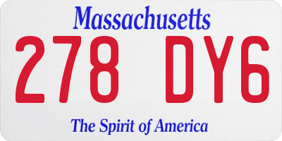 MA license plate 278DY6
