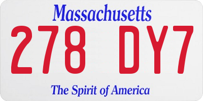 MA license plate 278DY7