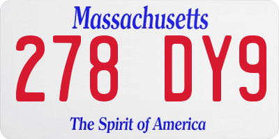 MA license plate 278DY9
