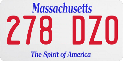 MA license plate 278DZ0