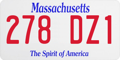 MA license plate 278DZ1