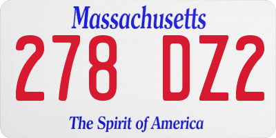 MA license plate 278DZ2
