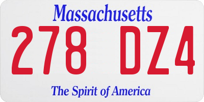MA license plate 278DZ4