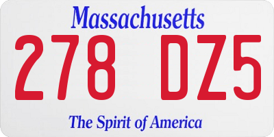 MA license plate 278DZ5