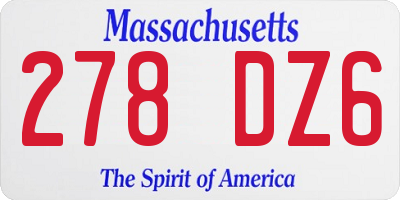 MA license plate 278DZ6