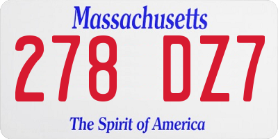 MA license plate 278DZ7