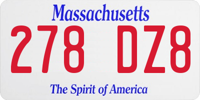 MA license plate 278DZ8