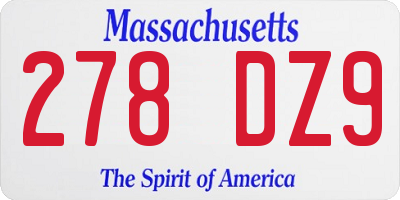 MA license plate 278DZ9