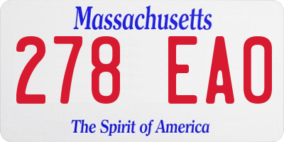 MA license plate 278EA0