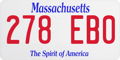 MA license plate 278EB0
